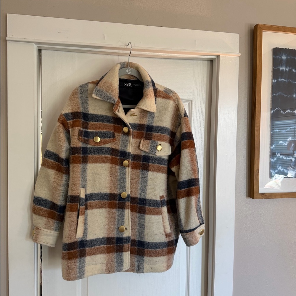 Zara Plaid Wool-Blend Jacket